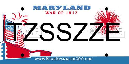 TZSSZZE Maryland License Plate