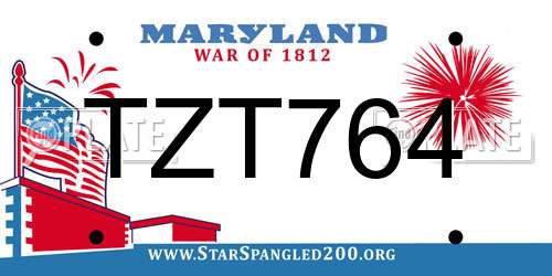 TZT764 Maryland License Plate