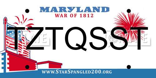 TZTQSST Maryland License Plate