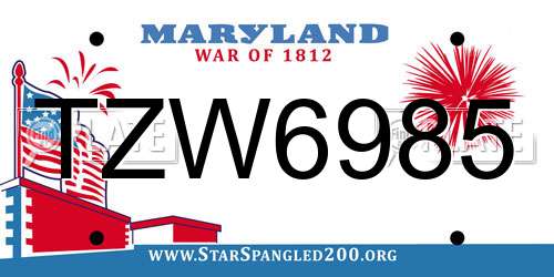 TZW6985 Maryland License Plate