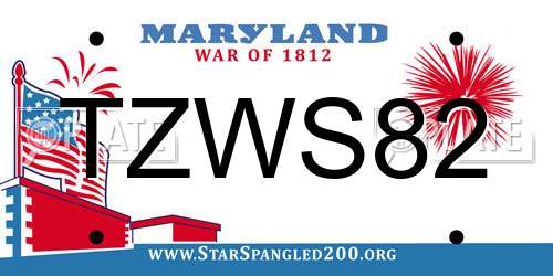 TZWS82 Maryland License Plate