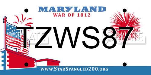 TZWS87 Maryland License Plate