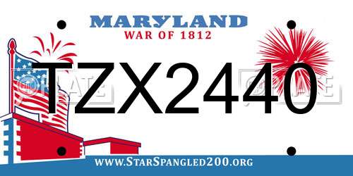 TZX2440 Maryland License Plate