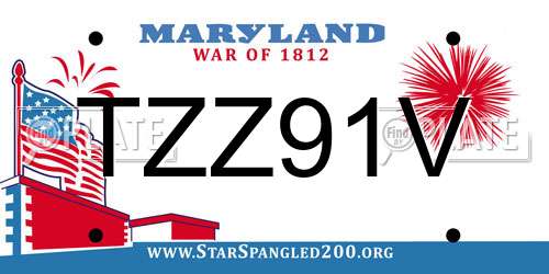 TZZ91V Maryland License Plate