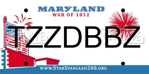 TZZDBBZ Maryland License Plate