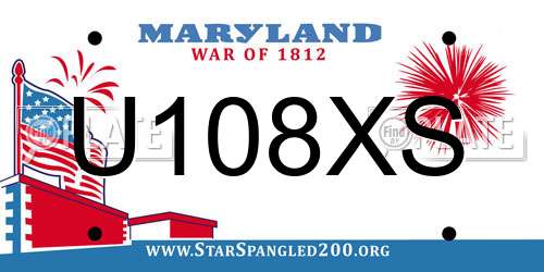 U108XS Maryland License Plate