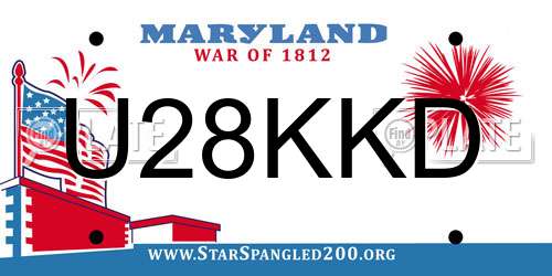 U28KKD Maryland License Plate