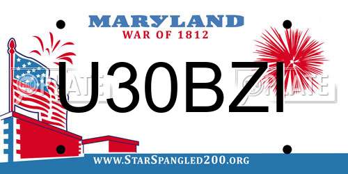 U30BZI Maryland License Plate