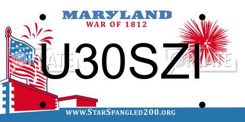 U30SZI Maryland License Plate