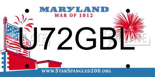 U72GBL Maryland License Plate