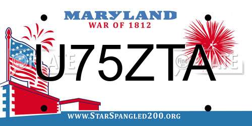 U75ZTA Maryland License Plate