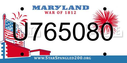 U765080 Maryland License Plate