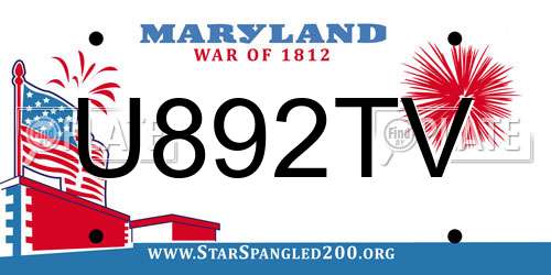 U892TV Maryland License Plate