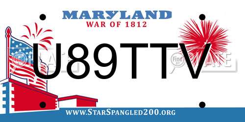 U89TTV Maryland License Plate