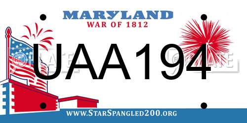 UAA194 Maryland License Plate