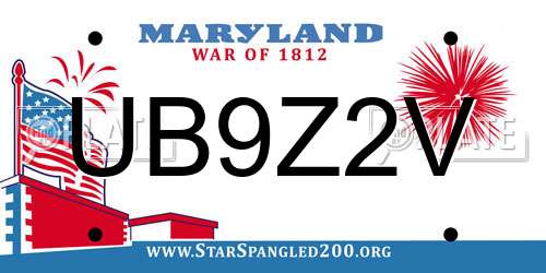 UB9Z2V Maryland License Plate