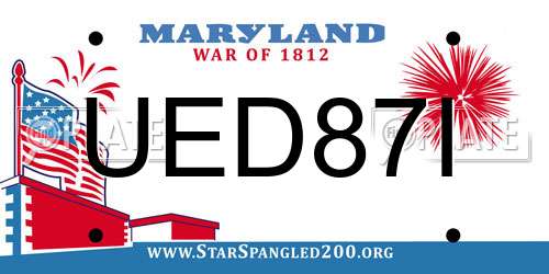 UED87I Maryland License Plate