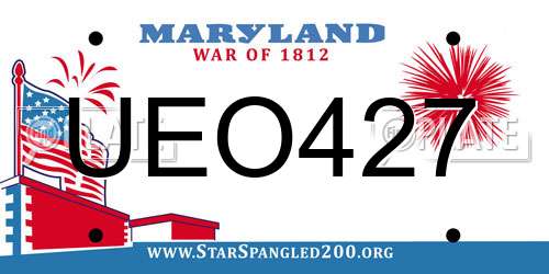 UEO427 Maryland License Plate