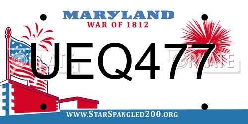 UEQ477 Maryland License Plate