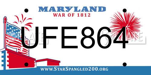 UFE864 Maryland License Plate