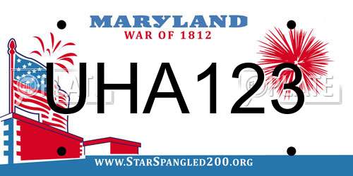 UHA123 Maryland License Plate