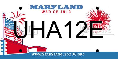 UHA12E Maryland License Plate