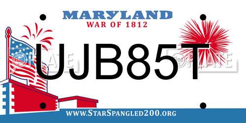UJB85T Maryland License Plate