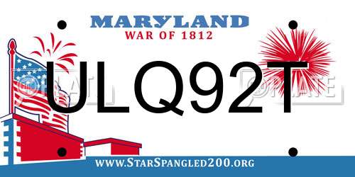 ULQ92T Maryland License Plate