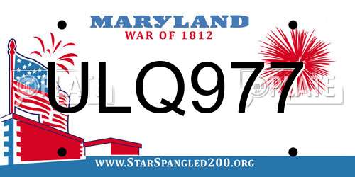 ULQ977 Maryland License Plate