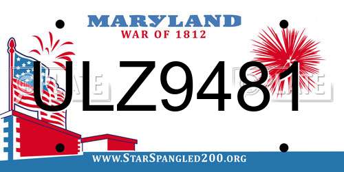 ULZ9481 Maryland License Plate
