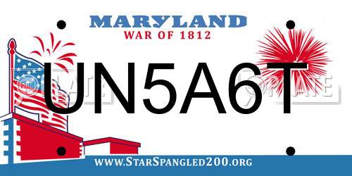 UN5A6T Maryland License Plate