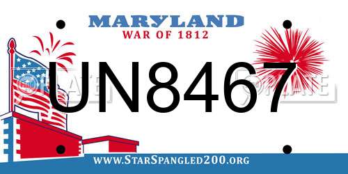 UN8467 Maryland License Plate