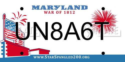 UN8A6T Maryland License Plate