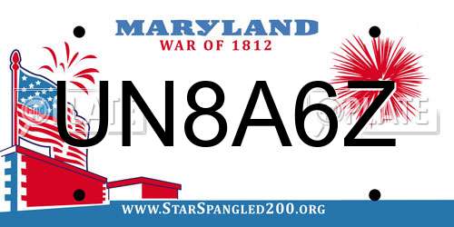 UN8A6Z Maryland License Plate