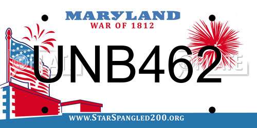 UNB462 Maryland License Plate