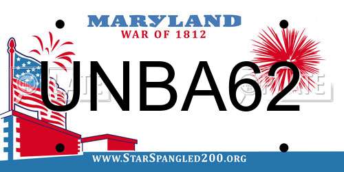 UNBA62 Maryland License Plate