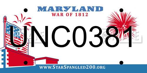 UNC0381 Maryland License Plate