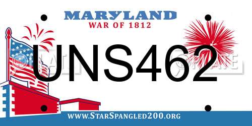UNS462 Maryland License Plate