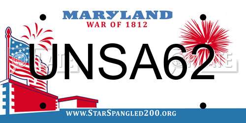 UNSA62 Maryland License Plate