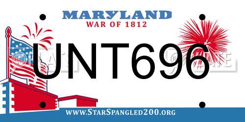 UNT696 Maryland License Plate