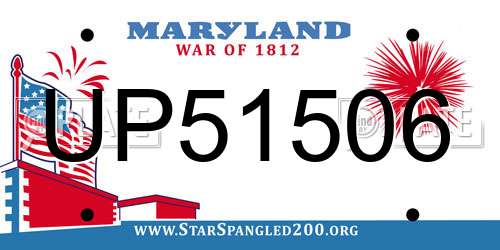 UP51506 Maryland License Plate