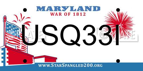 USQ33I Maryland License Plate