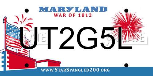 UT2G5L Maryland License Plate