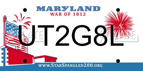 UT2G8L Maryland License Plate