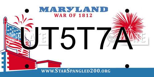 UT5T7A Maryland License Plate