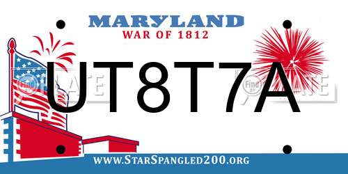 UT8T7A Maryland License Plate