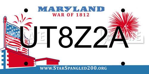 UT8Z2A Maryland License Plate