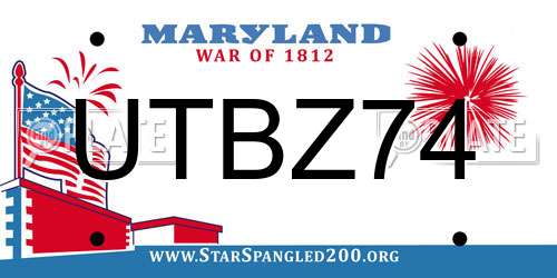 UTBZ74 Maryland License Plate