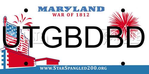 UTGBDBD Maryland License Plate