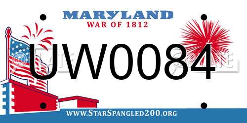 UW0084 Maryland License Plate